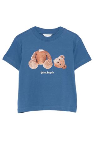 t-shirt in cotne blu PALM ANGELS KIDS | PBAA003S26JER001060